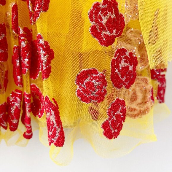 Disney Tutu Couture Girls Dress Yellow Belle Beauty & The Beast Sequins Tulle 6X - Picture 4 of 10